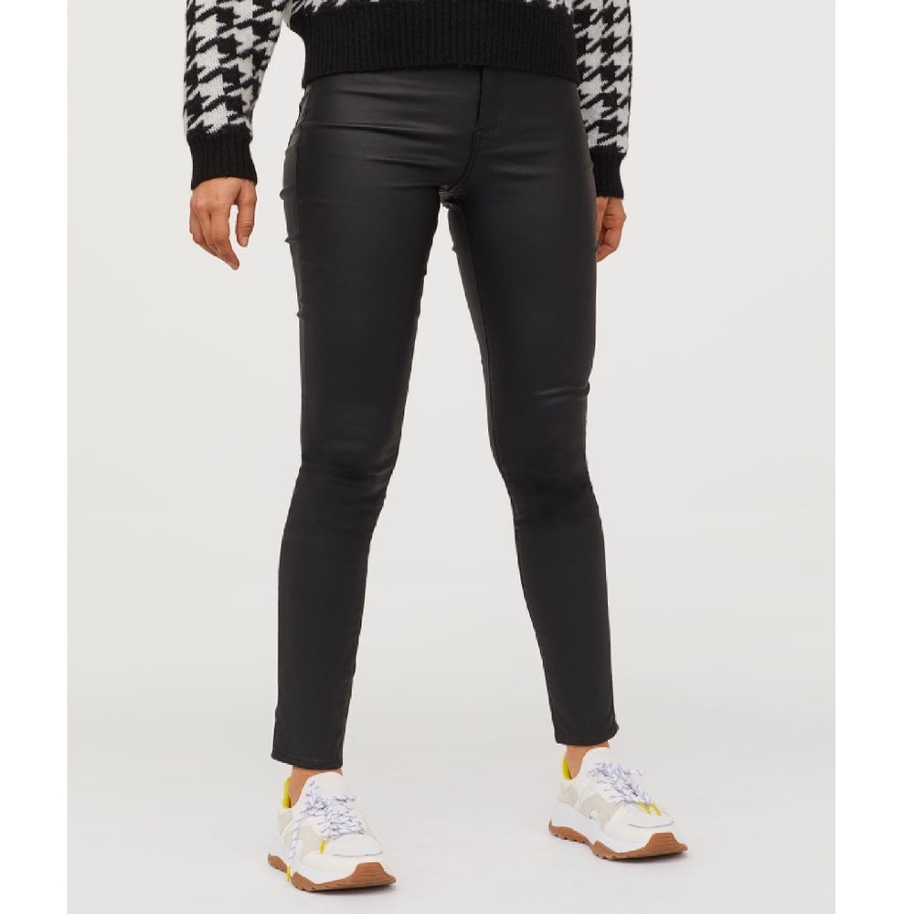 H&M Coated Black Super Skinny High Rise Jeggings